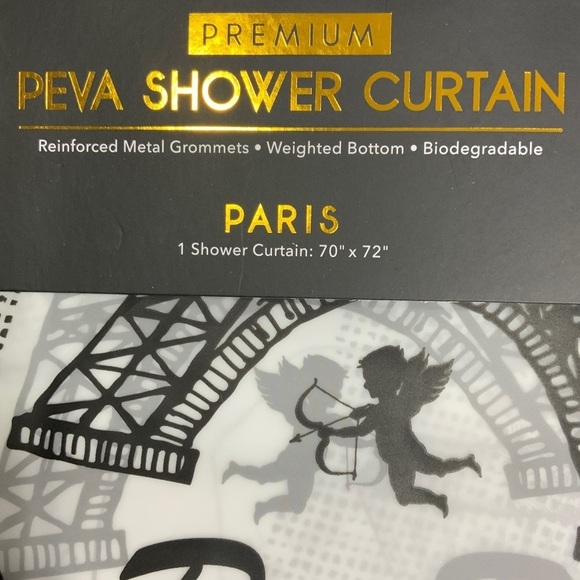 Paris Eiffel Tower French Shower Curtain Parisian Decor Black White 70 X 72 in - Picture 2 of 11